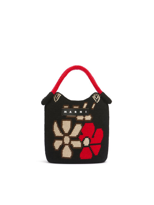 ブラック MARNI MARKET FLOWER BUCKET BAG - ショッピングバッグ