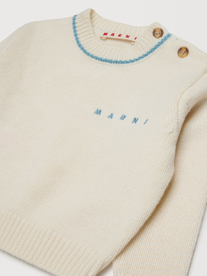 Beige cashmere blend jumper with embroidered Marni logo, Image 3