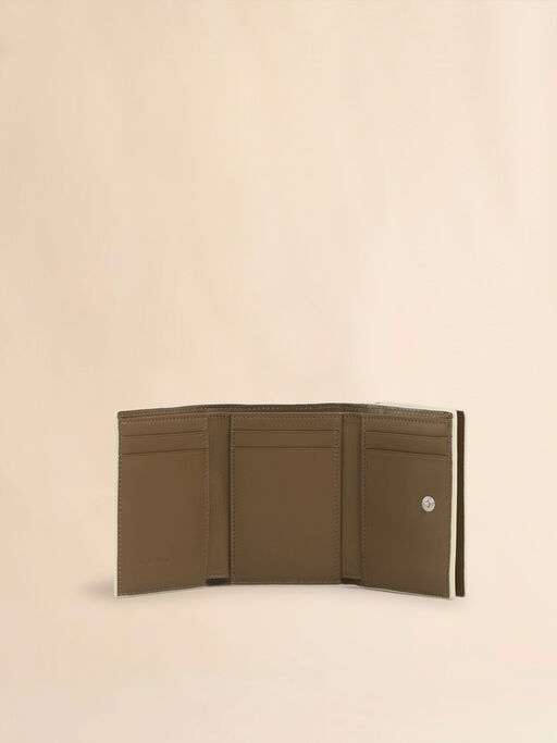 Cartera de tres cuerpos de piel color marfil con bordado Marni Mending - Carteras