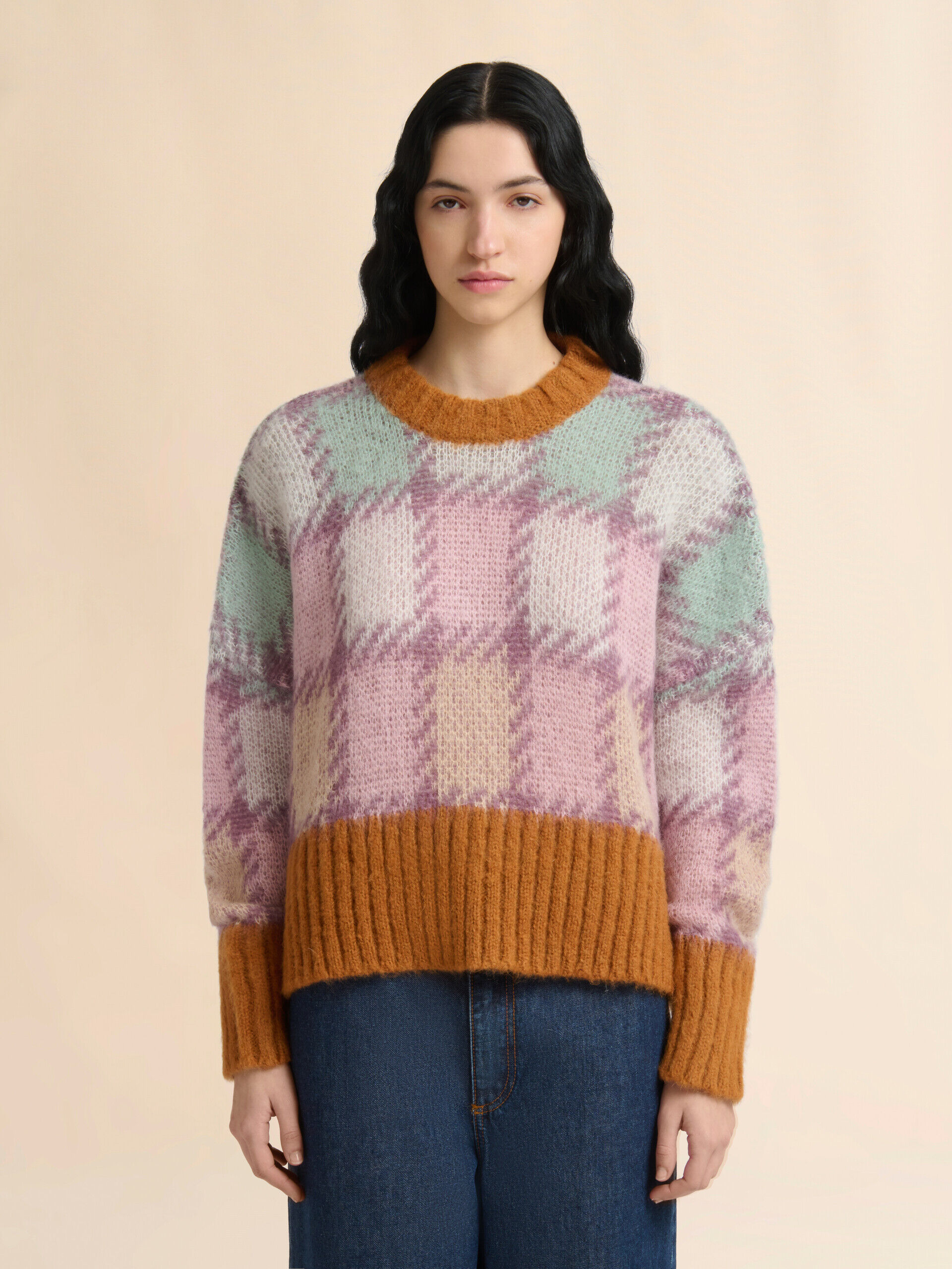 Purple mohair checked sweater | Marni