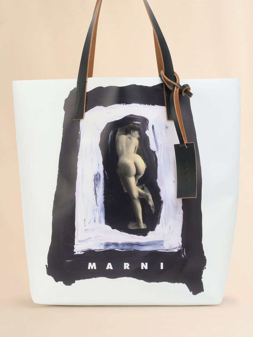 White and black Tribeca tote with naked figure print - Shopping Bags - Image 5
