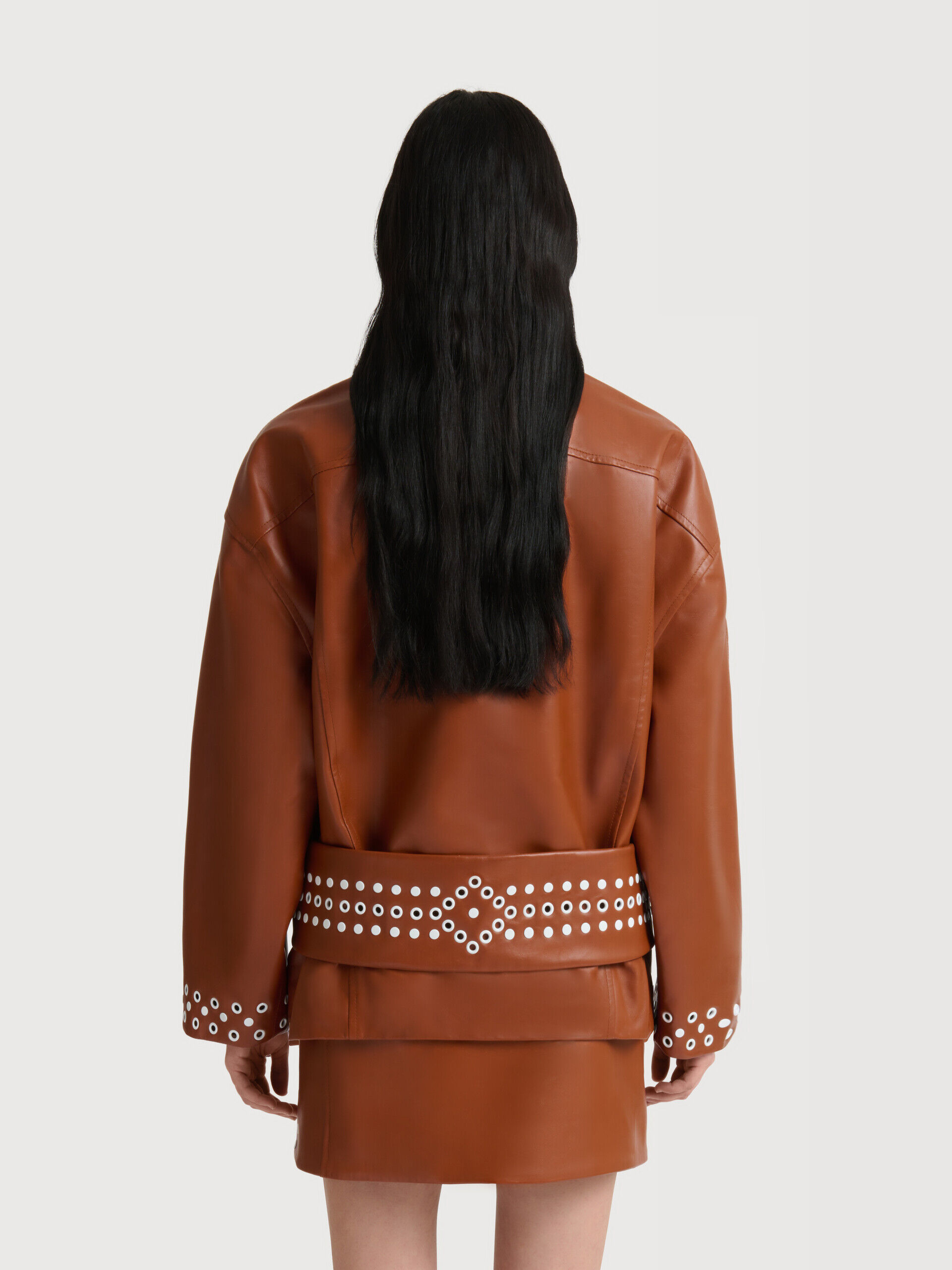 Brown leather jacket with studs | Marni