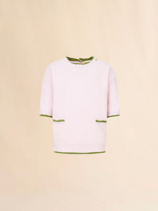 Pink wool-cashmere reverse cardigan jumper - Pullovers