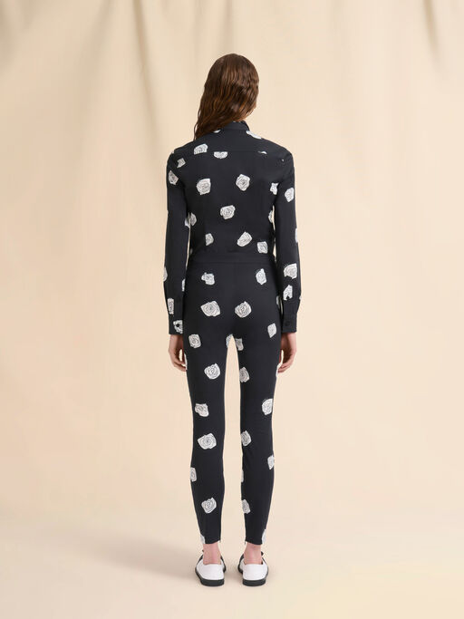Black stretch poplin trousers with Andromeda print - Pants