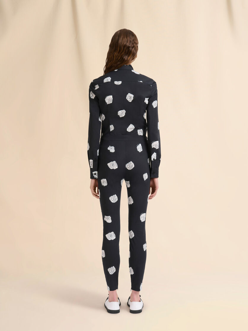 Black stretch poplin trousers with Andromeda print - Pants - Image 3