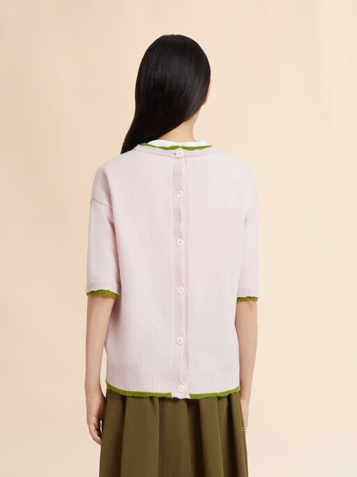 Pink wool-cashmere reverse cardigan jumper - Pullovers