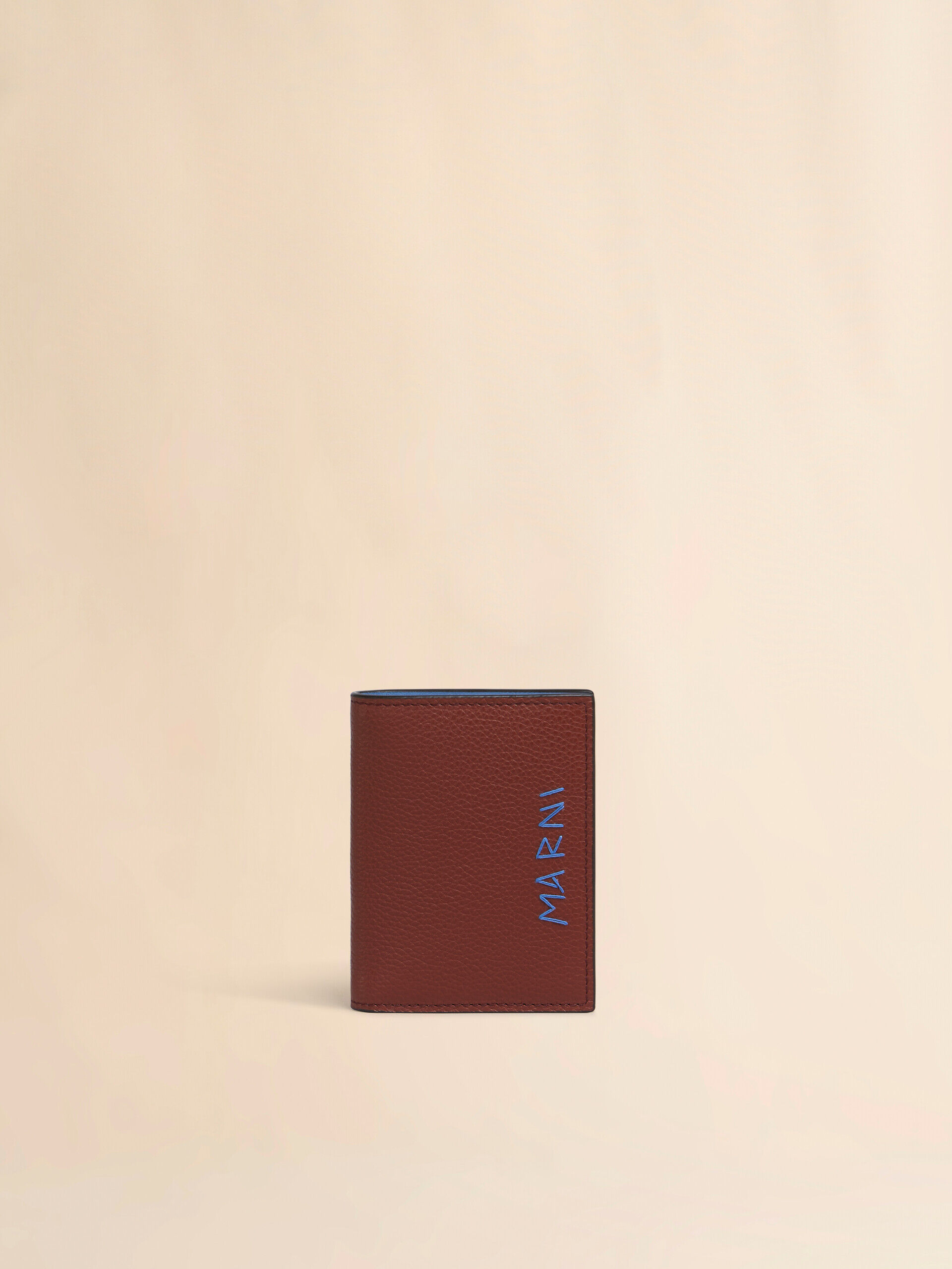 マルニ レザー 二つ折り財布 茶色×赤紫 MARNI