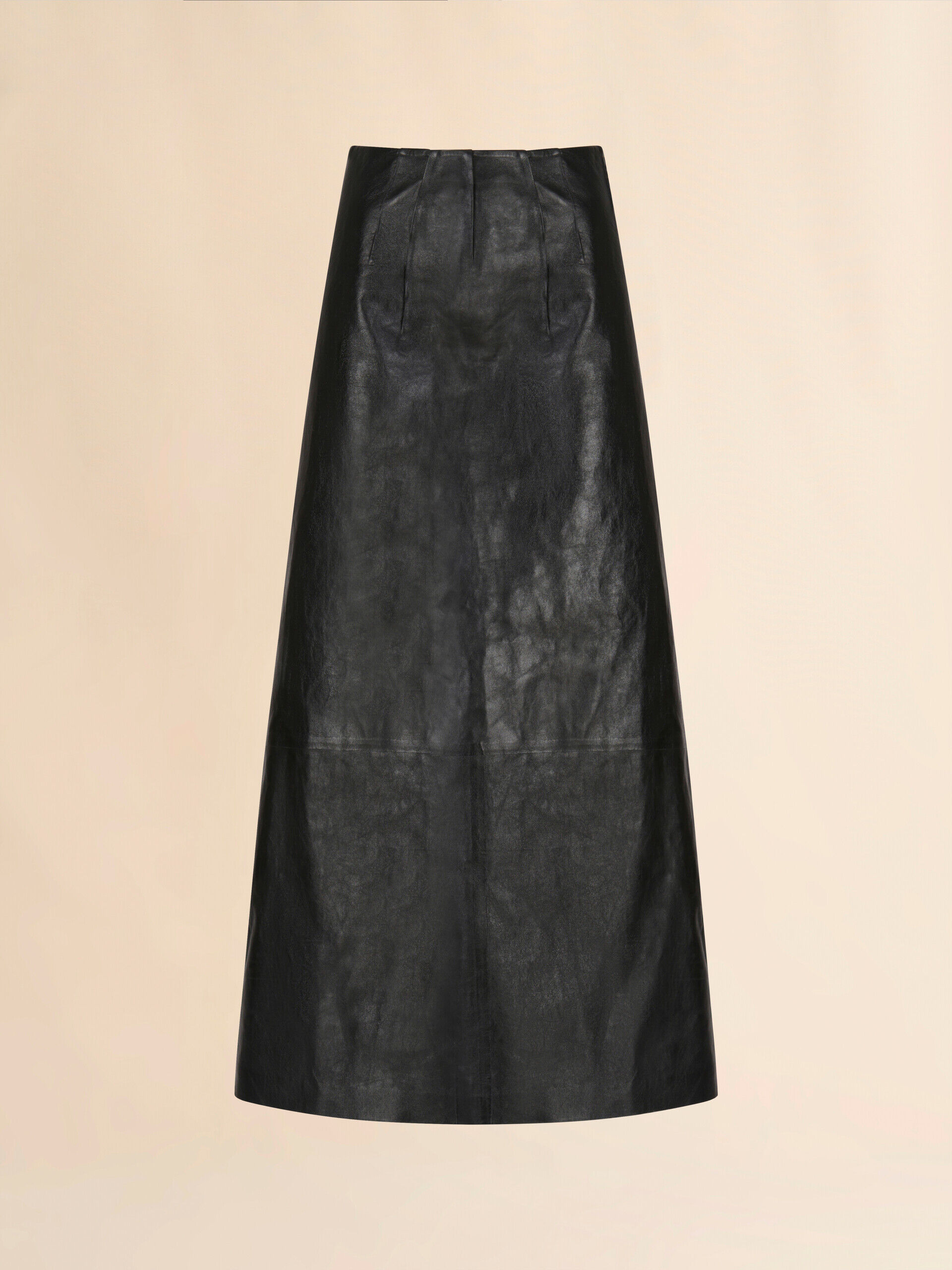 ブラック レザー製Aラインスカート | Marni
