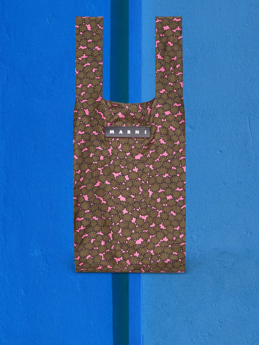 MARNI MARKET viscose shopping bag with floral print - Shopping Bags - Image 1