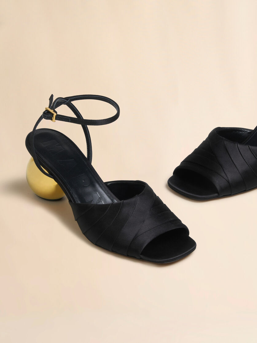 Pink folded satin sandal with spherical heel - Sandals - Image 4