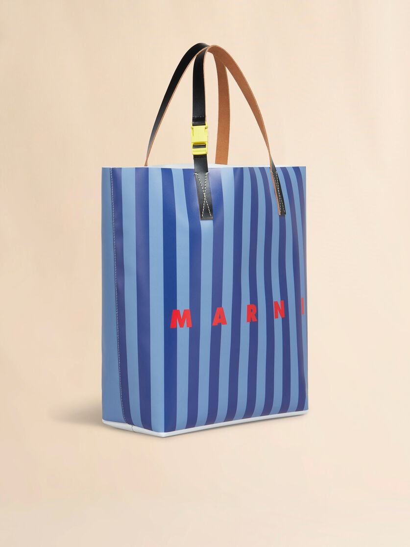 Sac shopping Tribeca à rayures bleues avec logo Marni - Sacs cabas - Image 5
