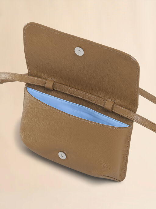 Brown leather shoulder bag with Marni Mending - Pochettes
