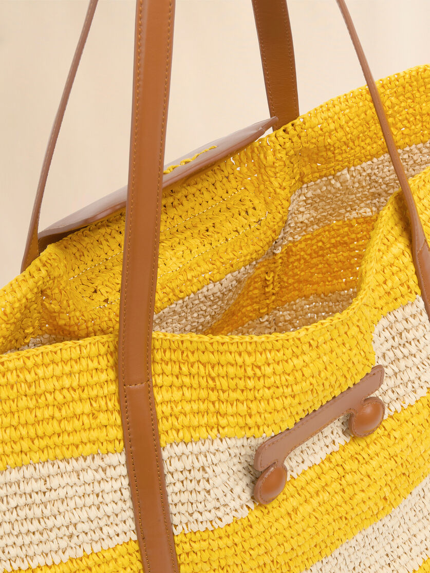 Medium yellow stripe raffia-effect Trunkaroo beach bag - Shopping Bags - Image 4