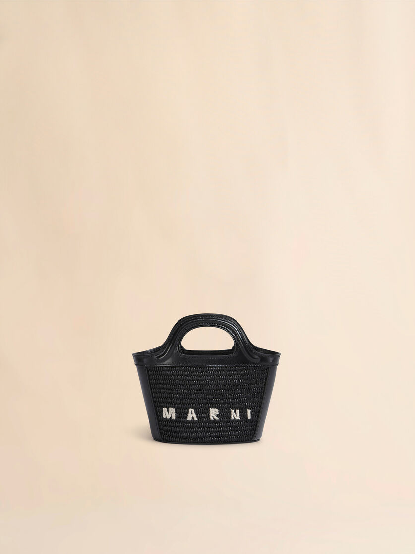 Mini-Tasche Tropicalia aus hellblauem Leder und Material in Bast-Optik - Handtaschen - Image 1