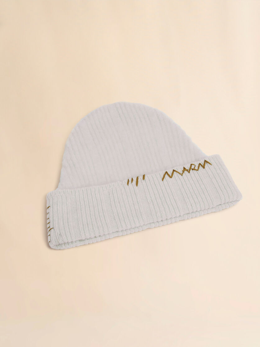 Dunkelblaue Mütze aus Wolle und Kaschmir mit Marni Mending-Stickerei - Hüte - Image 4