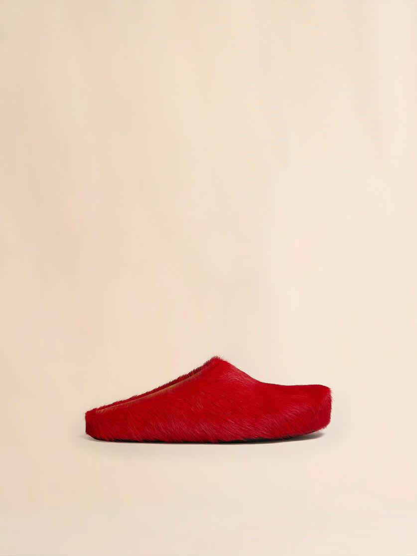 Blue long-hair calfskin Fussbett sabot - Clogs - Image 1