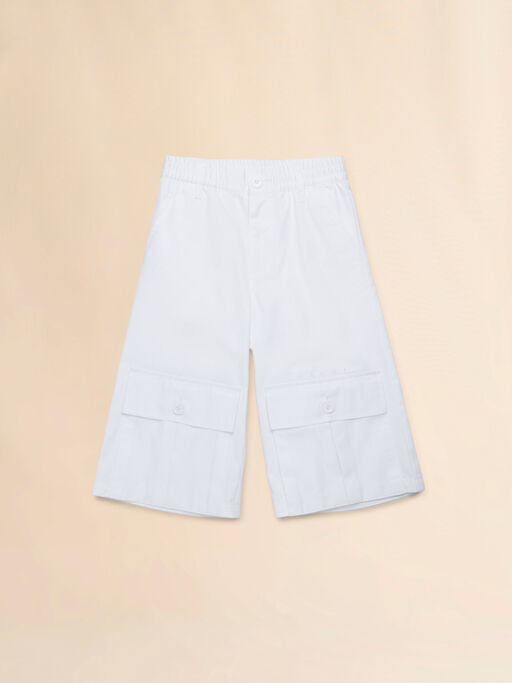 White gabardine shorts with pockets - Pants