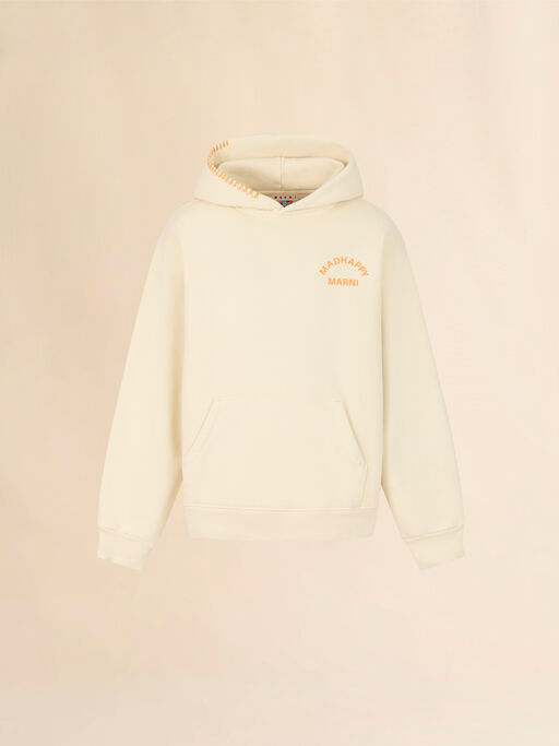Marni + Madhappy cream cotton hoodie with arch logo print - Sweaters