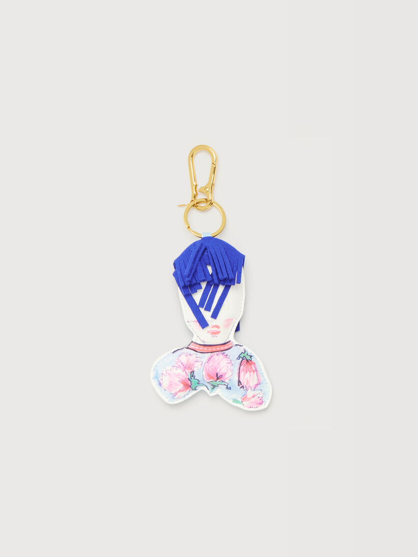 Multicolour coated fabric goggle lady keyring, Image 1