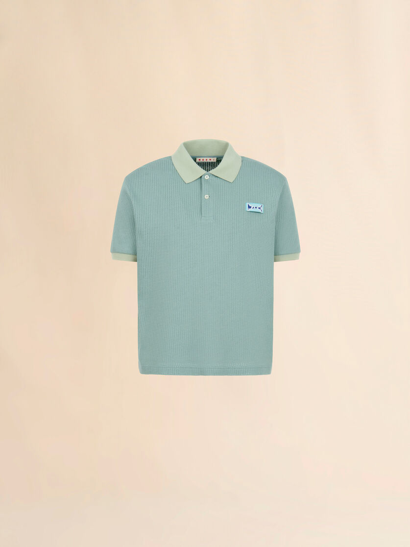 グリーン ジャカードモチーフのインターロックポロシャツ, Image 1