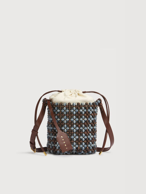 Sac Beads bleu et marron - Sacs port&eacute;s &eacute;paule
