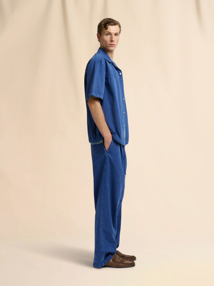 Blue cotton wide-leg trousers, Image 5