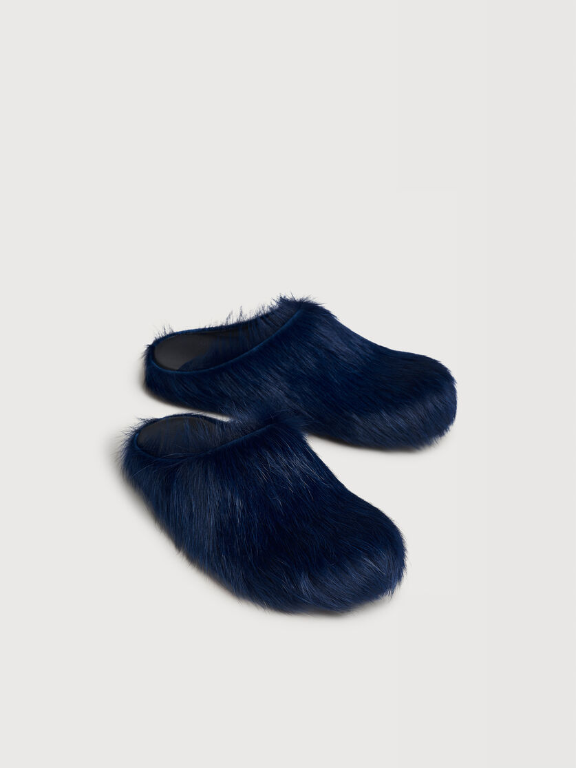 Deep blue long hair calfskin Fussbett sabot, Image 5