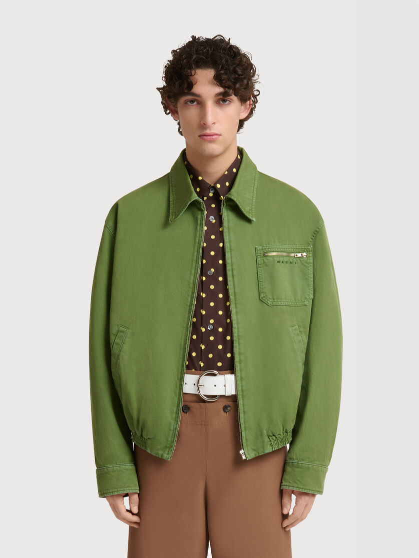 Green cotton jacket with zip pocket, Image 2