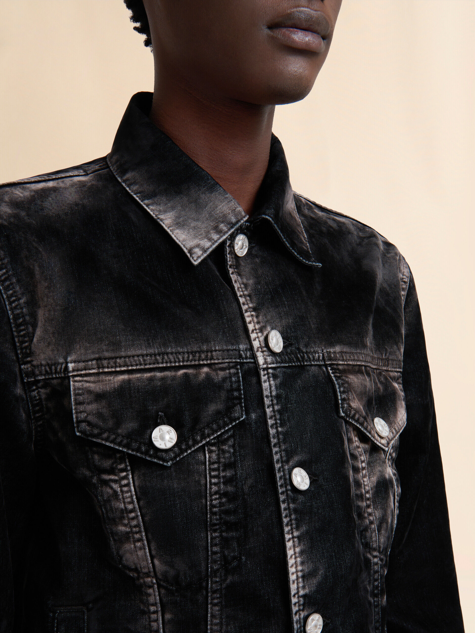 Black flocked denim trucker jacket | Marni