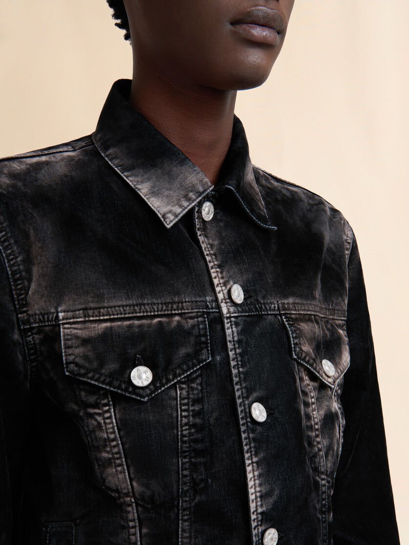 Light blue flocked denim trucker jacket - Jackets - Image 4