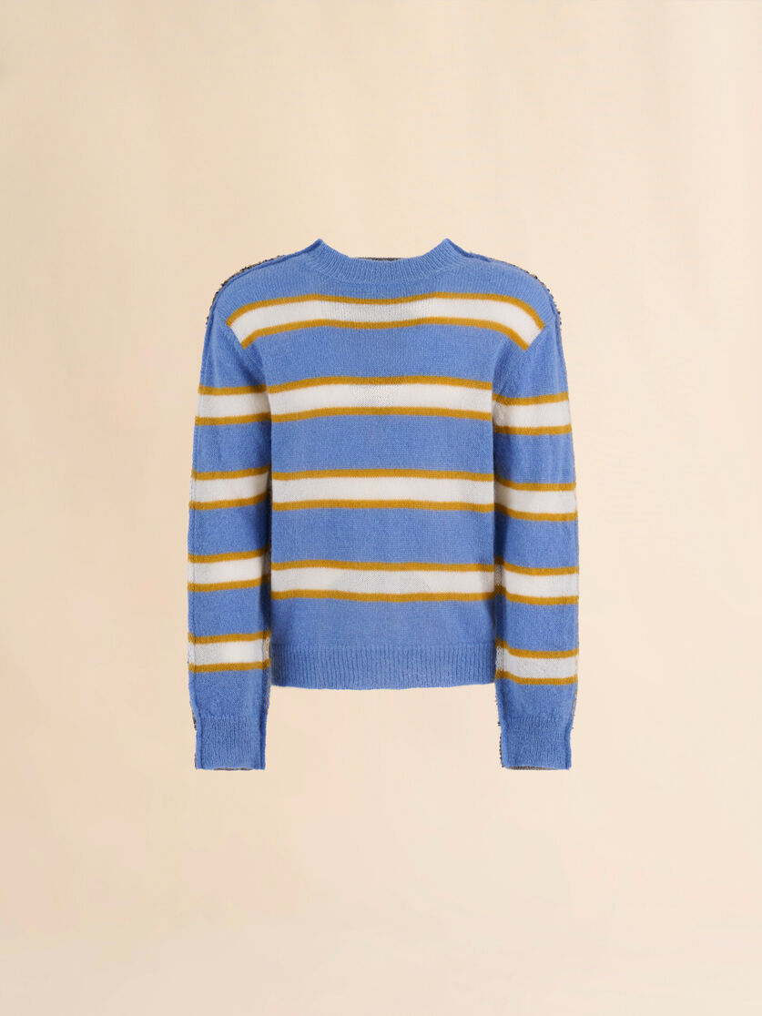 Maglione in mohair a righe blu e retro a contrasto - Pullover - Image 1