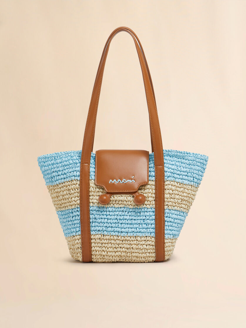 Small yellow stripe raffia-effect Trunkaroo beach bag - Shopping Bags - Image 1