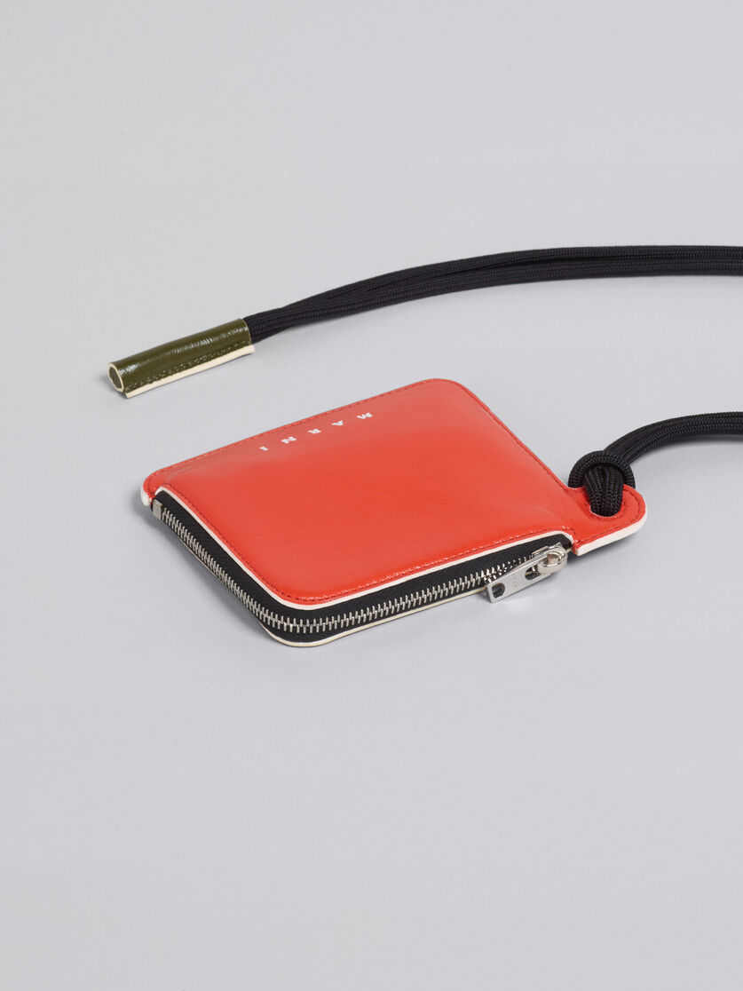 Zweifarbige Brieftasche mit L-Reißverschluss aus glänzendem Kalbsleder - Brieftaschen - Image 4