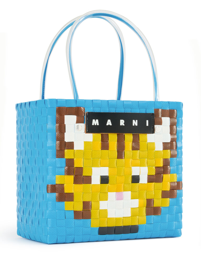 Borsa MARNI MARKET ANIMAL BASKET in intrecciato azzurro - Borse shopping - Image 4