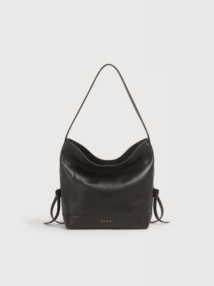 Black leather Pod 2.0 small hobo bag, Image 1