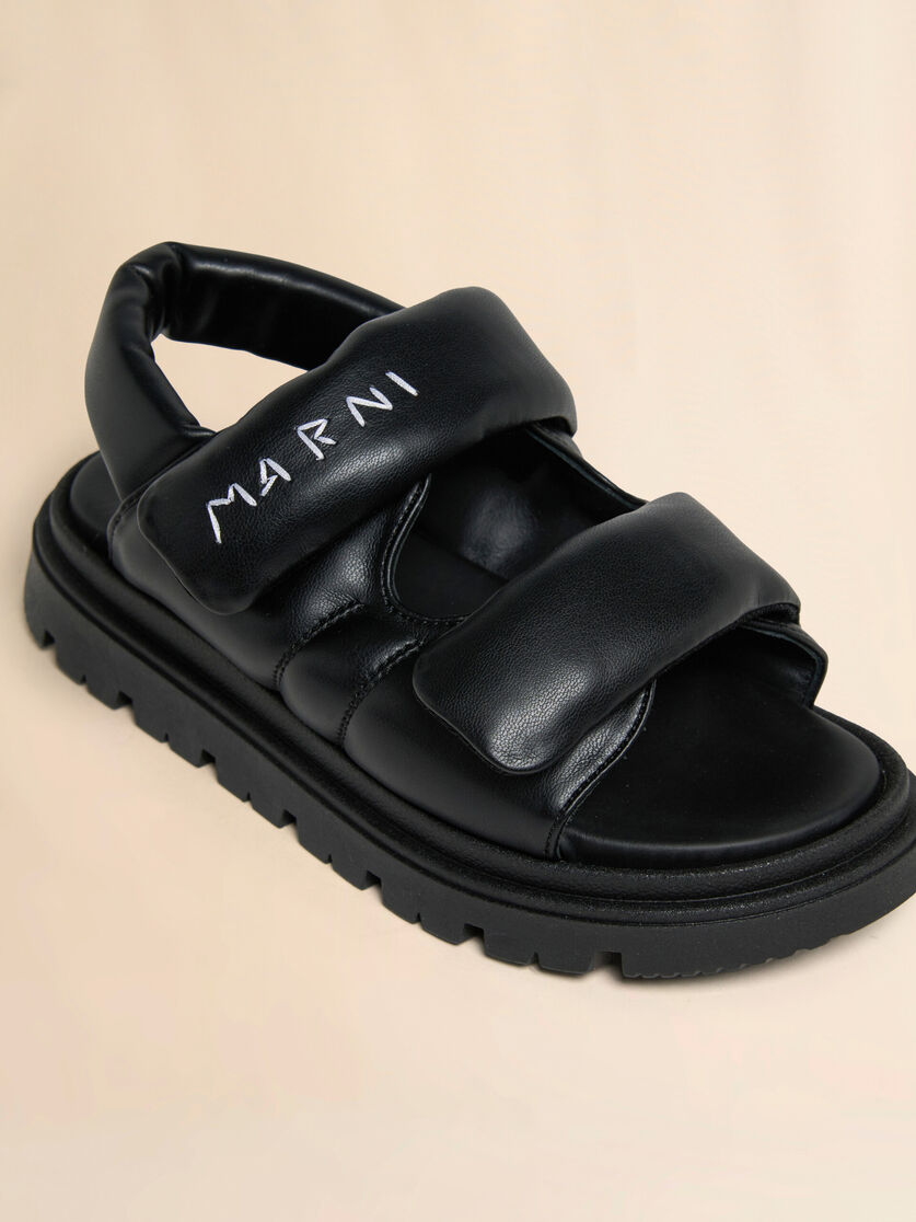 Black padded sandal with Marni Mending logo, Image 4