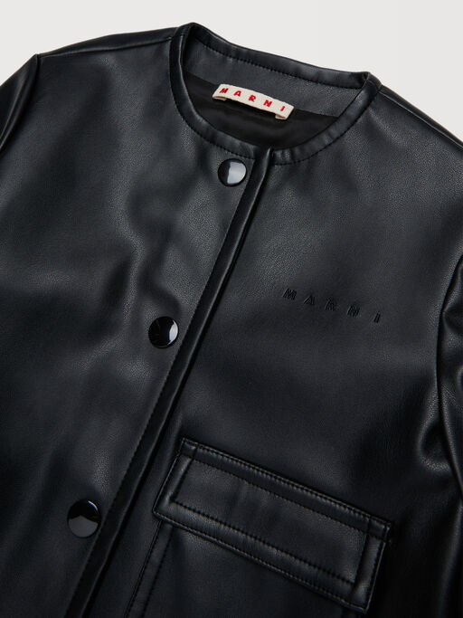 Black coated fabric jacket with pocket - Jackets