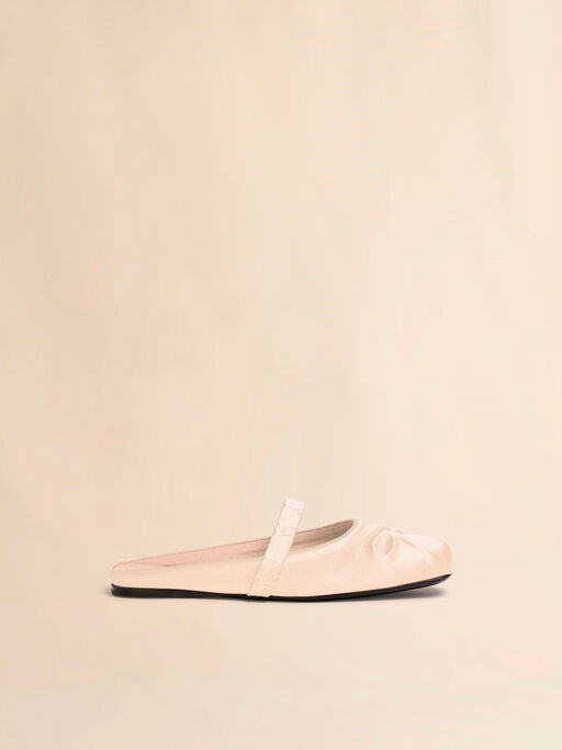 Ivory satin Little Bow sabot ballet flat - Ballet Shoes