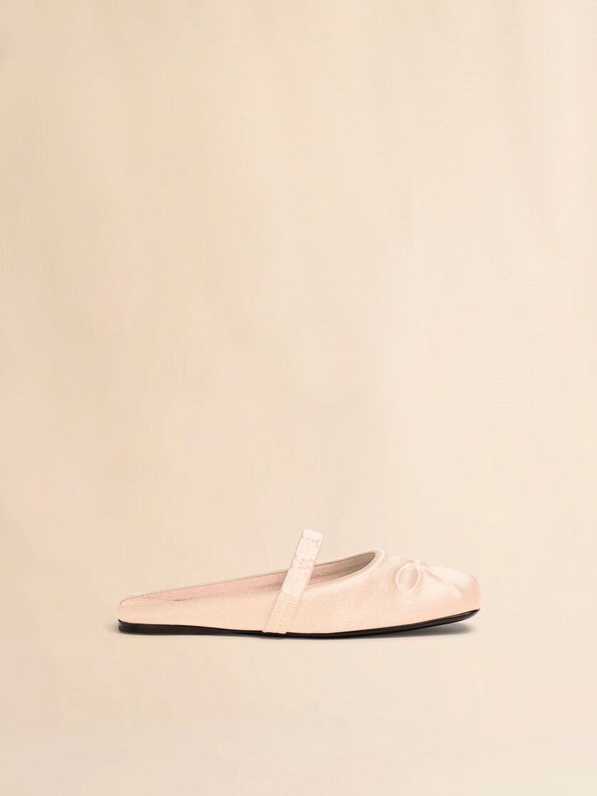 Light grey satin Little Bow sabot ballet flat - Ballet Shoes - Image 1