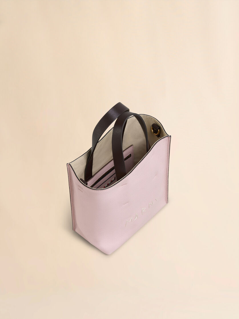 Museo Soft Mini Bag in ivory and brown leather with Marni Mending - Shopping Bags - Image 3