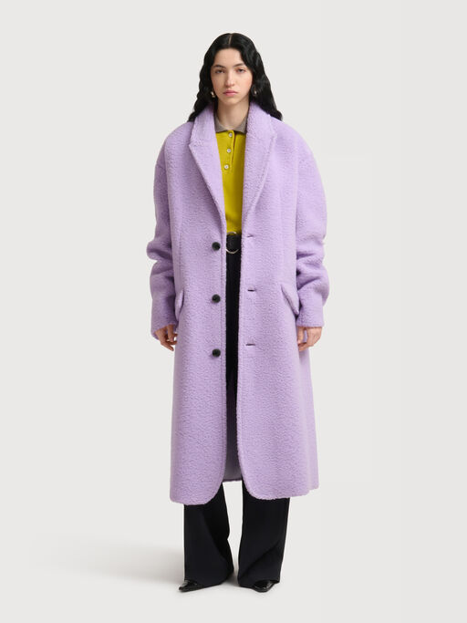Purple wool-mohair teddy oversized coat - Coats