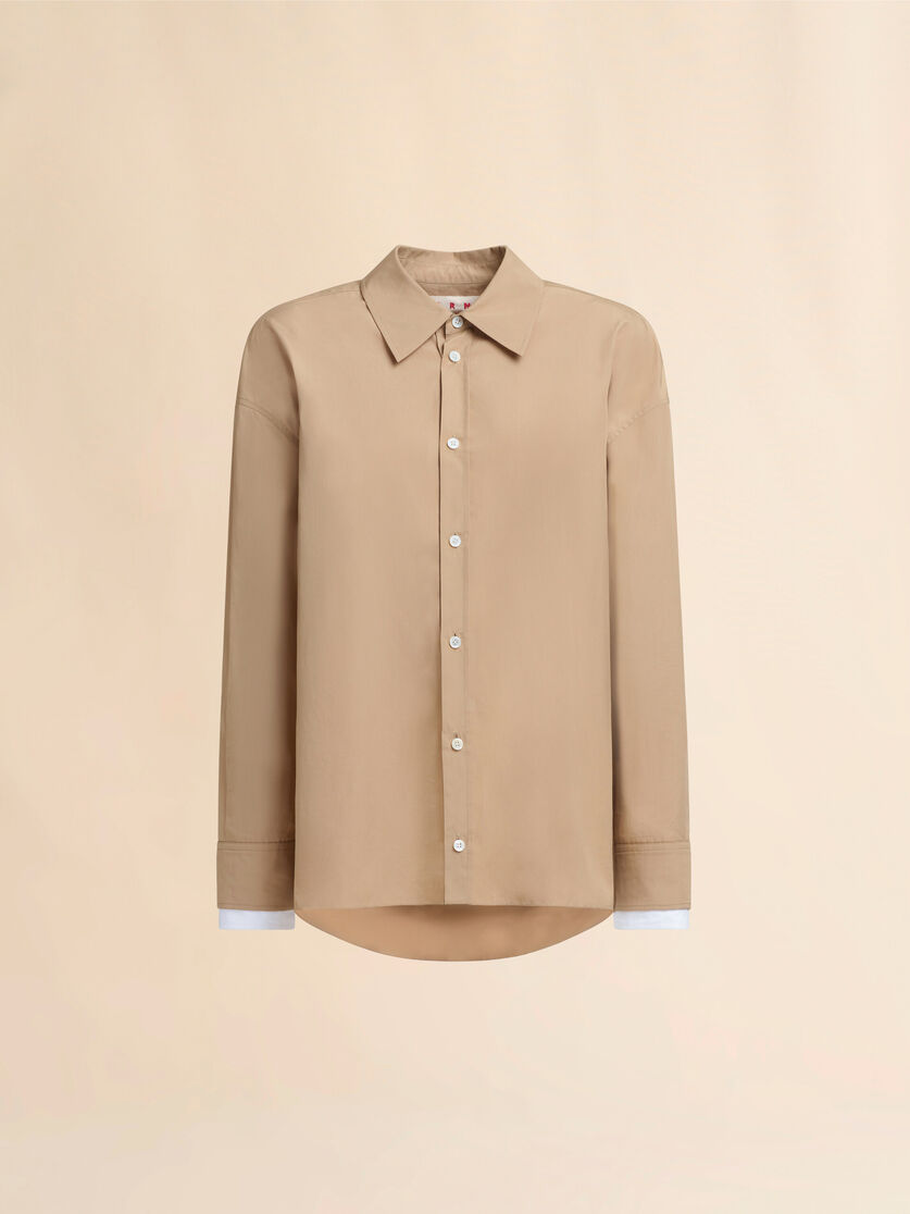 Beige organic cotton shirt with Marni Symbol - Shirts - Image 1