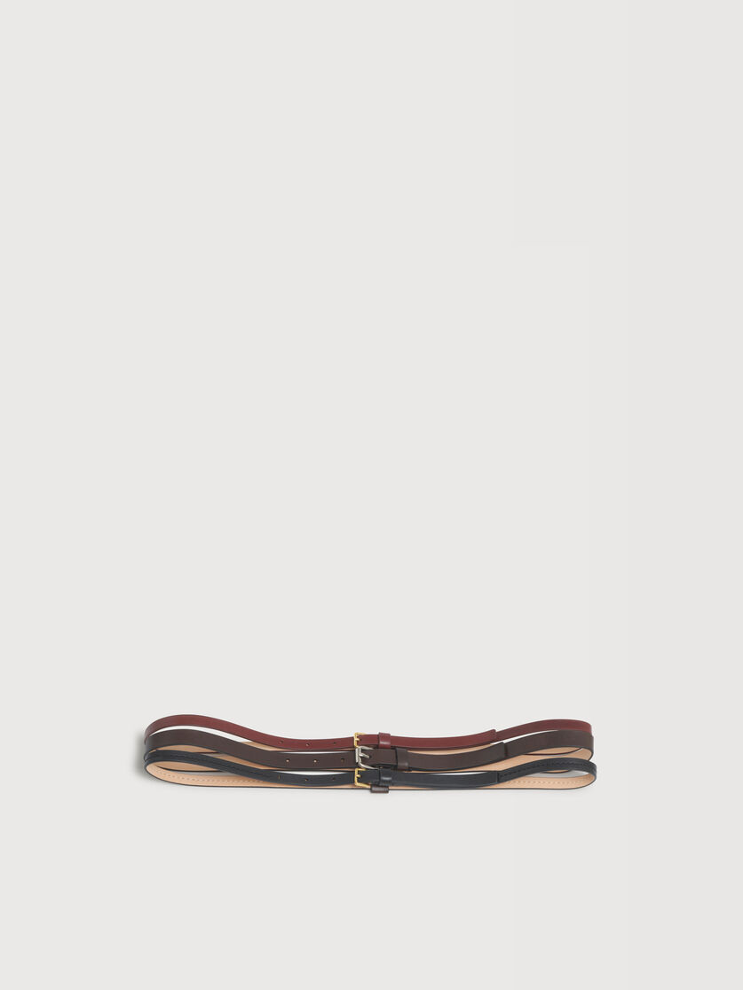 Red, brown and black triple-strand leather belt, Image 1