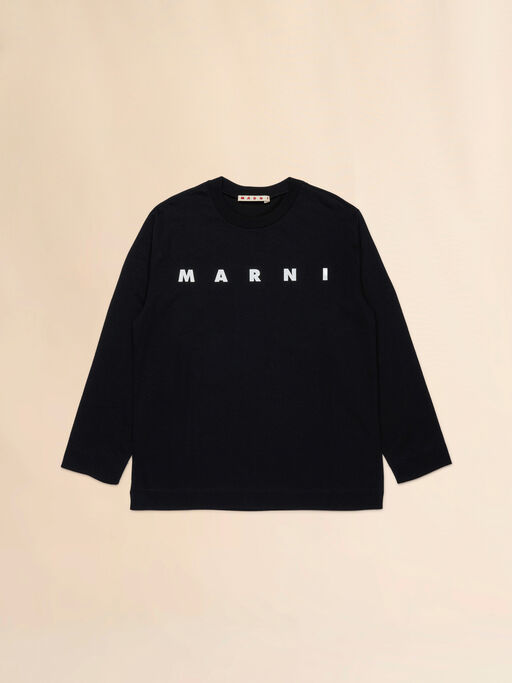 Marni 로고 디테일의 블랙 롱슬리브 코튼 티셔츠 - 티셔츠