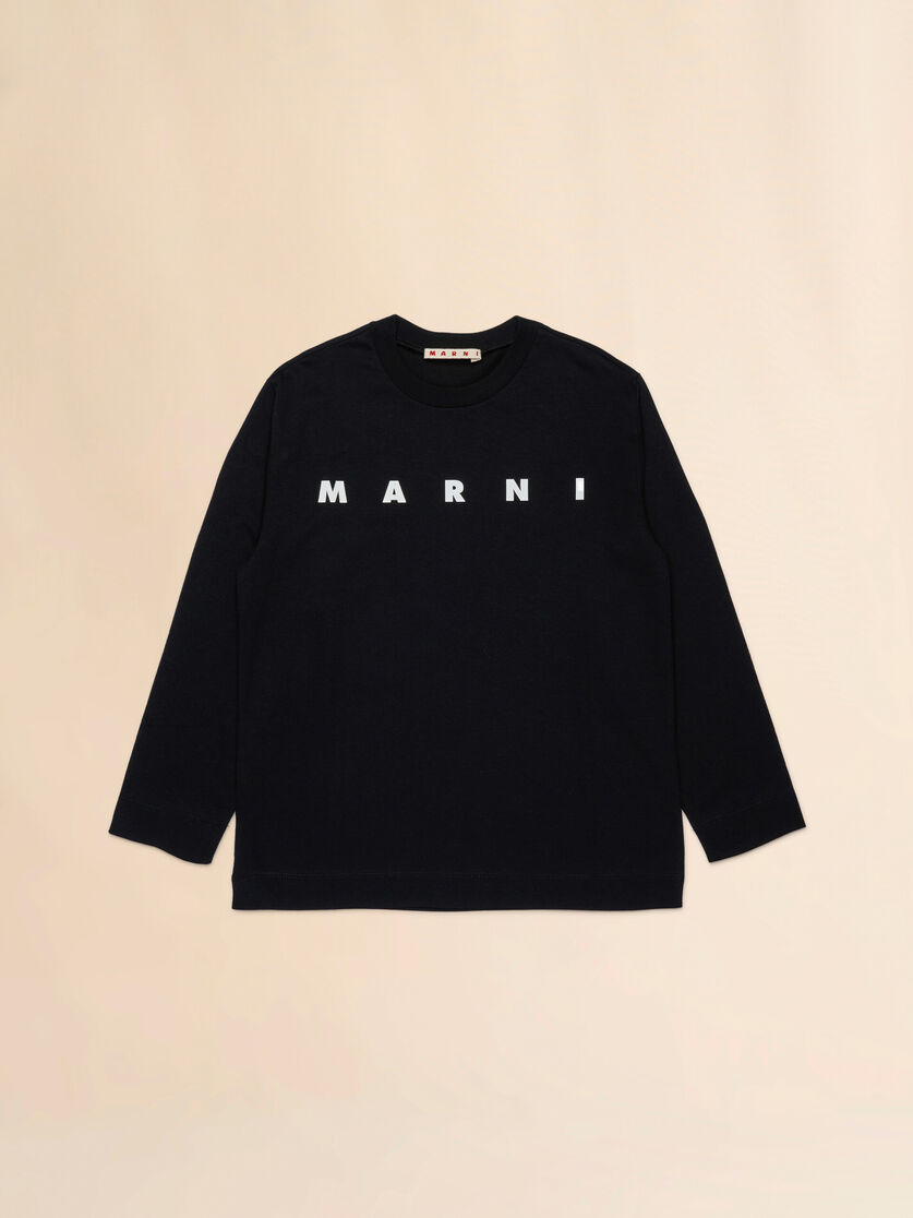 Black cotton long-sleeved T-shirt with Marni print - T-shirts - Image 1