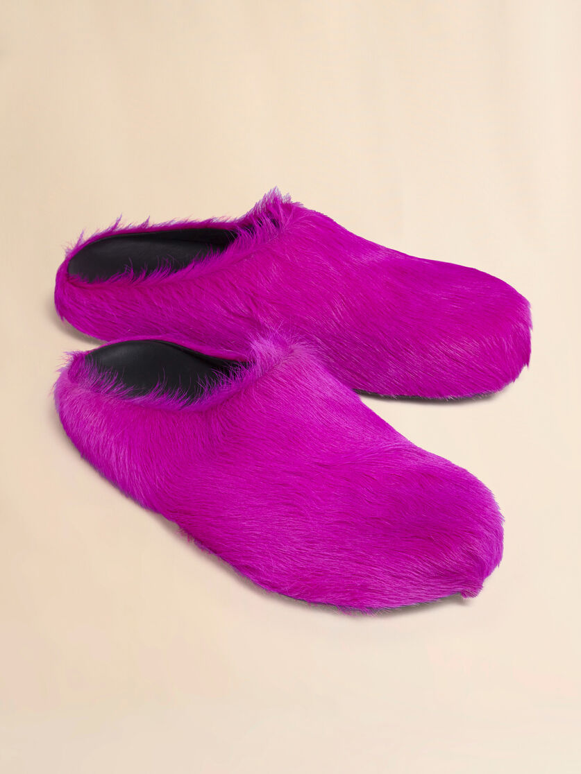 Blue long hair calfskin Fussbett sabot - Clogs - Image 5