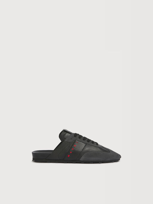 Black nappa leather and suede Softy Soccer slip-on sneaker - Sneakers