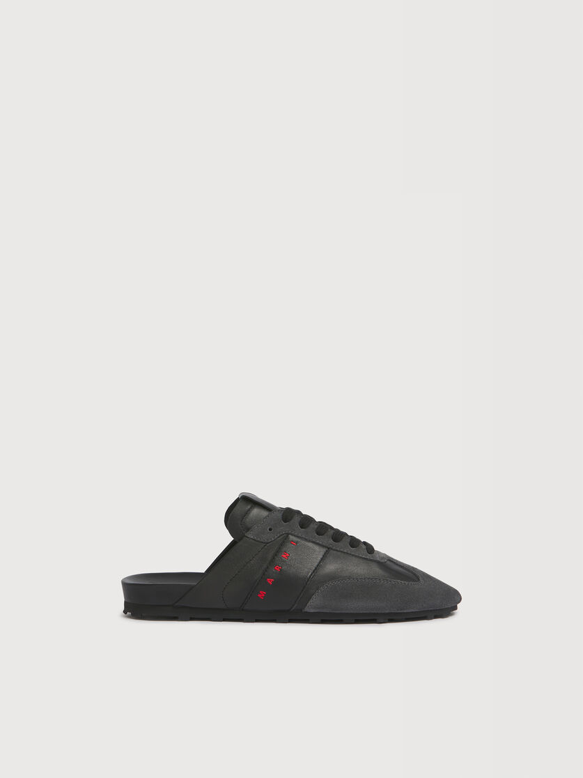 Black nappa leather and suede Softy Soccer slip-on sneaker, Image 1