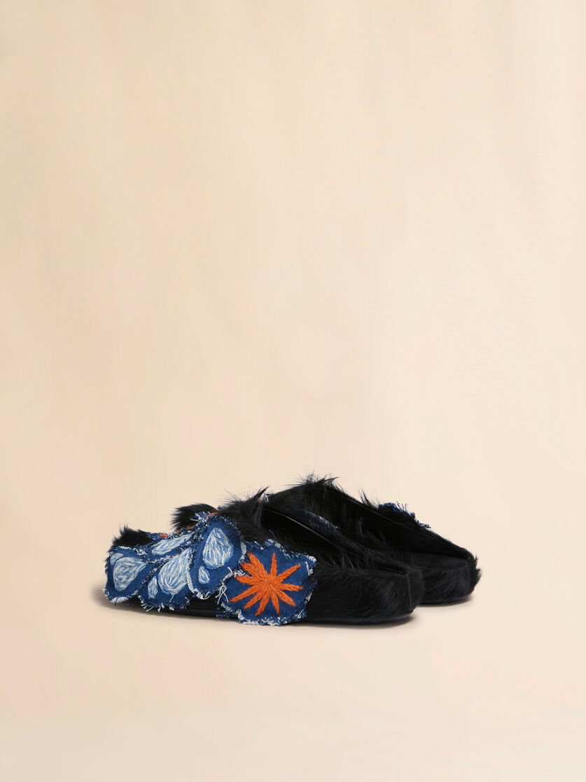 Black long hair calfskin Fussbett sabot - Clogs - Image 3