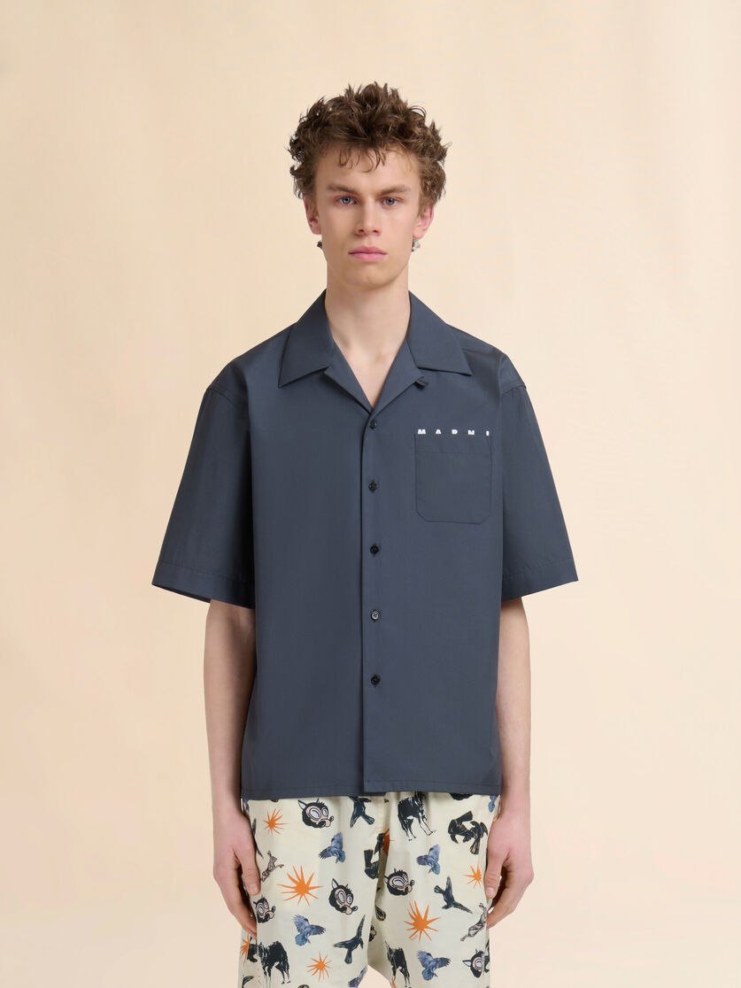 White organic poplin bowling shirt with hidden logo - Shirts - Image 2